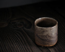 Load image into Gallery viewer, "Golden Knoll" Handmade Kurinuki Stoneware Teacup w/ Four Directions Foot