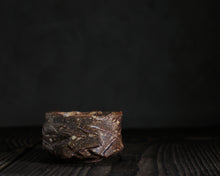 Load image into Gallery viewer, "Stillness of Dawn" Handmade Kurinuki Faceted Stoneware Tea Bowl w/ Peace Foot ✌️