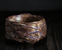 Load image into Gallery viewer, "Stillness of Dawn" Handmade Kurinuki Faceted Stoneware Tea Bowl w/ Peace Foot ✌️