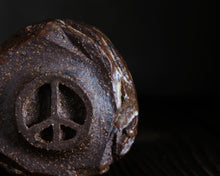 Load image into Gallery viewer, "Stillness of Dawn" Handmade Kurinuki Faceted Stoneware Tea Bowl w/ Peace Foot ✌️