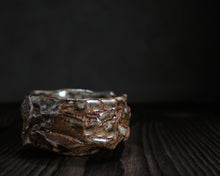 Load image into Gallery viewer, "The Autumn Sunshine" Handmade Kurinuki Faceted Stoneware Tea Bowl w/ Carbon Trap