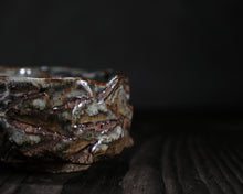 Load image into Gallery viewer, "The Autumn Sunshine" Handmade Kurinuki Faceted Stoneware Tea Bowl w/ Carbon Trap