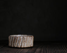 Load image into Gallery viewer, "Foggy Bog" Handmade Kurinuki Carved Grooves Stoneware Tea Bowl