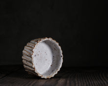 Load image into Gallery viewer, "Foggy Bog" Handmade Kurinuki Carved Grooves Stoneware Tea Bowl