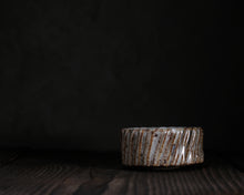 Load image into Gallery viewer, "Foggy Bog" Handmade Kurinuki Carved Grooves Stoneware Tea Bowl