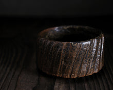 Load image into Gallery viewer, "The Old Oak Tree" Handmade Kurinuki Carved Grooves Stoneware Tea Bowl