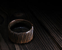 Load image into Gallery viewer, "The Old Oak Tree" Handmade Kurinuki Carved Grooves Stoneware Tea Bowl