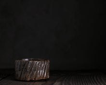 Load image into Gallery viewer, "The Old Oak Tree" Handmade Kurinuki Carved Grooves Stoneware Tea Bowl