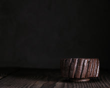 Load image into Gallery viewer, "The Property Line" Handmade Kurinuki Carved Grooves Stoneware Tea Bowl