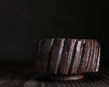 Load image into Gallery viewer, "The Property Line" Handmade Kurinuki Carved Grooves Stoneware Tea Bowl