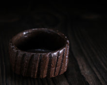 Load image into Gallery viewer, "The Property Line" Handmade Kurinuki Carved Grooves Stoneware Tea Bowl