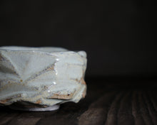 Load image into Gallery viewer, "Evening Aglow" Handmade Kurinuki Faceted Stoneware Tea Bowl