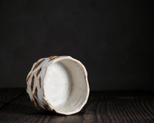 Load image into Gallery viewer, "Sunday's Snowdrift" Handmade Kurinuki Faceted Stoneware Tea Bowl