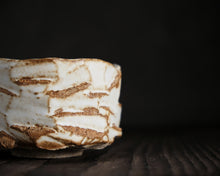 Load image into Gallery viewer, "Sunday's Snowdrift" Handmade Kurinuki Faceted Stoneware Tea Bowl
