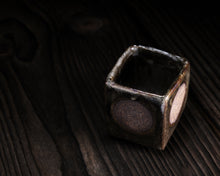 Load image into Gallery viewer, "Once in a Very Blue Moon" Handmade Kurinuki Square Stoneware Teacup