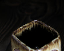 Load image into Gallery viewer, "The Circle Game" Handmade Kurinuki Square Stoneware Teacup