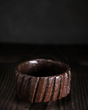 Load image into Gallery viewer, &quot;The Property Line&quot; Handmade Kurinuki Carved Grooves Stoneware Tea Bowl
